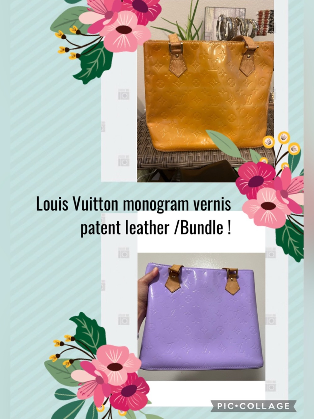 Louis Vuitton Monogram Vernis Patent Leather Tote - Yellow & Lavender/Bundle !